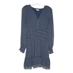 Max Studio Dress Long Sleeve Smocked Waist Geometric Blue Green Print Boho‎ XL